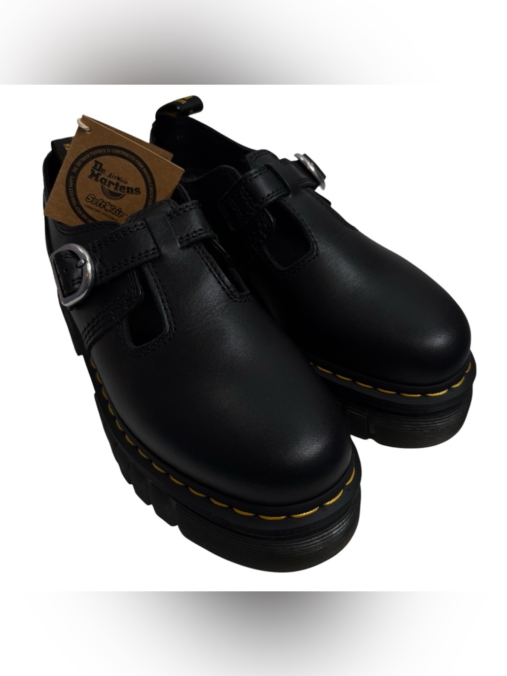Dr. Martens Black Polley T Bar Mary Jane T-Strap Shoes NWOT $170